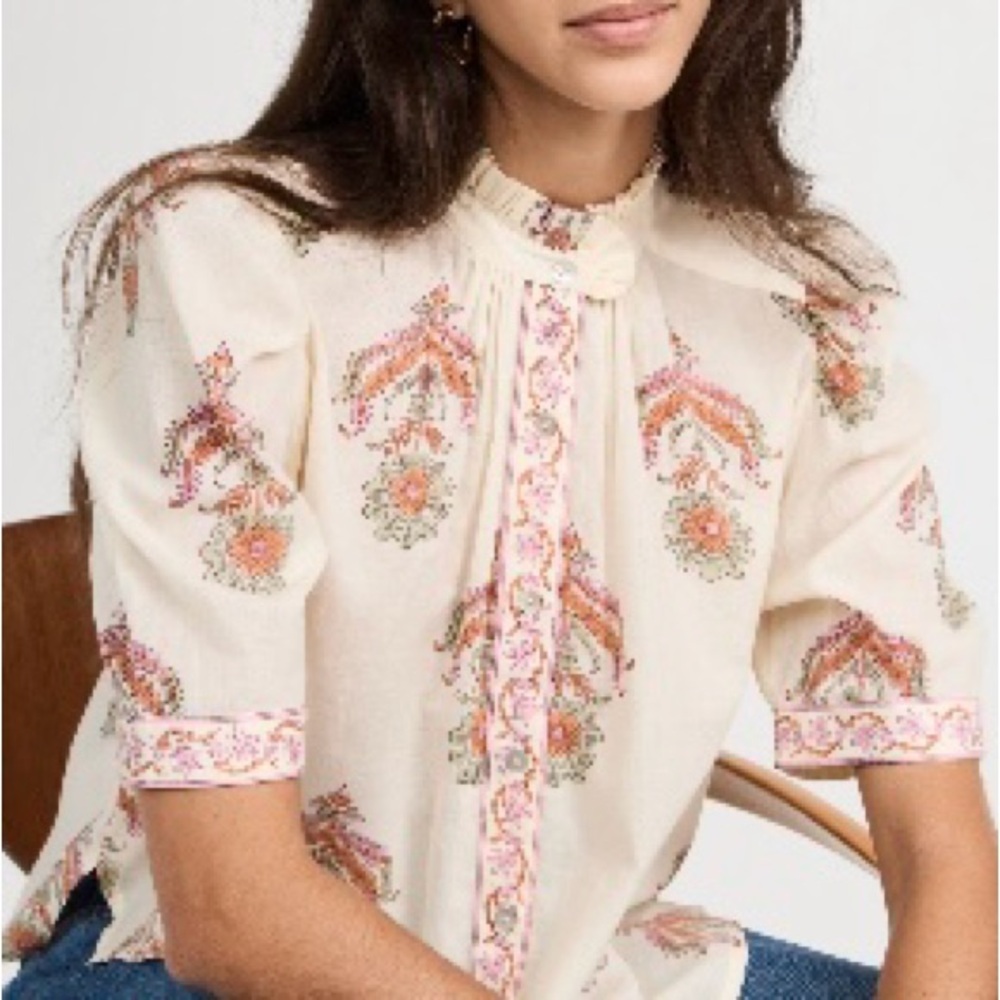 Alix Of Bohemia Cream and Pink Floral Blouse